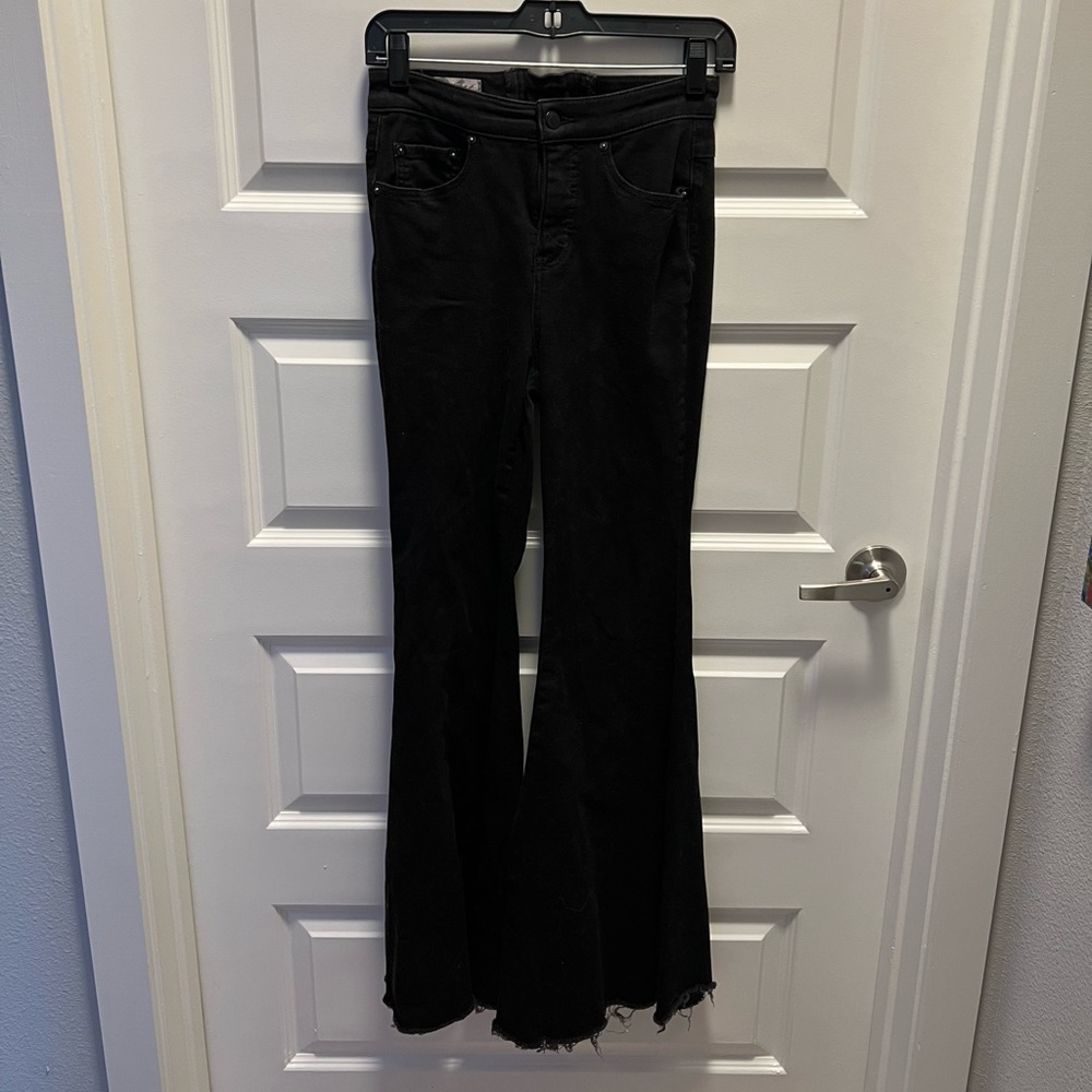 Free People CURVY Bell-Bottom Black Jeans